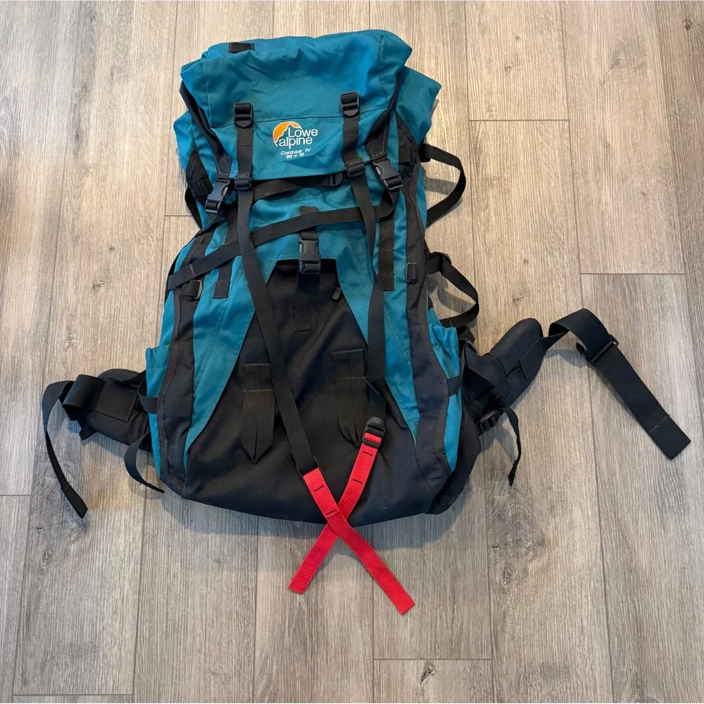Lowe Alpine Contour IV 90+15 Backpacking Pack Teal Black Hiking Expedition Bag